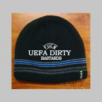 Fuck UEFA Dirty Bastards čierna pletená čiapka stredne hrubá vo vnútri naviac zateplená, univerzálna veľkosť, materiálové zloženie 100% akryl